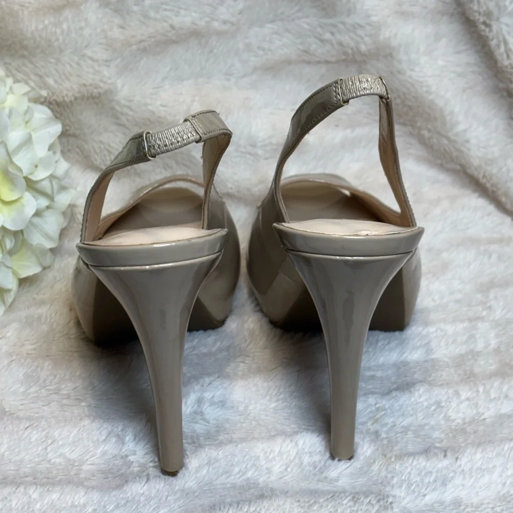 Guess Women's  Shoes Tan Slingback Peep Toe Heels NEW Size 10